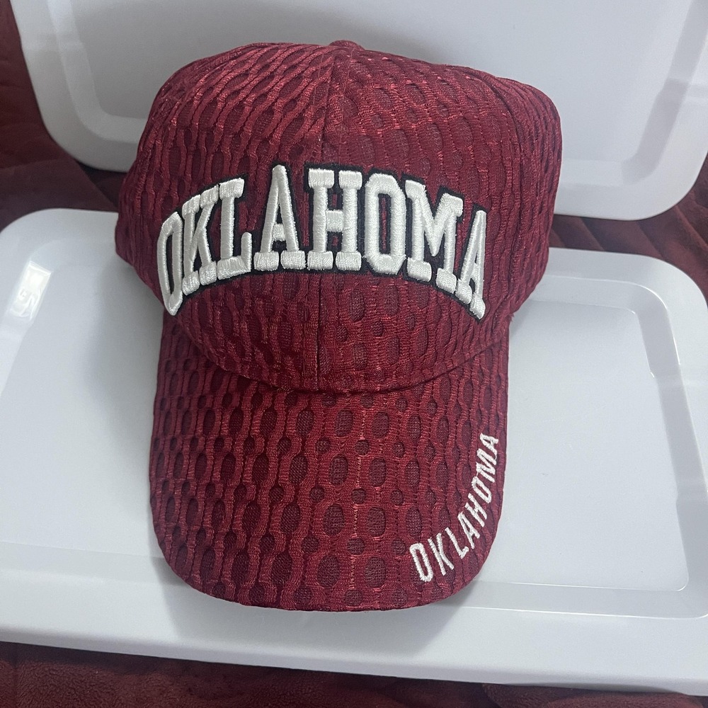 Oklahoma Sooners Hat Cap Strap Back Mens Red NCAA Football Embroidered Mesh